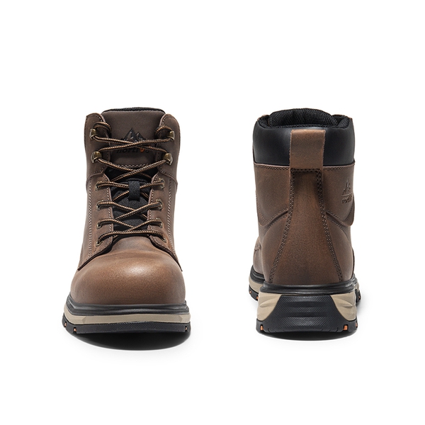Men's Water-Resistant Steel Toe Leather Work Boots - DARK BROWN - 5